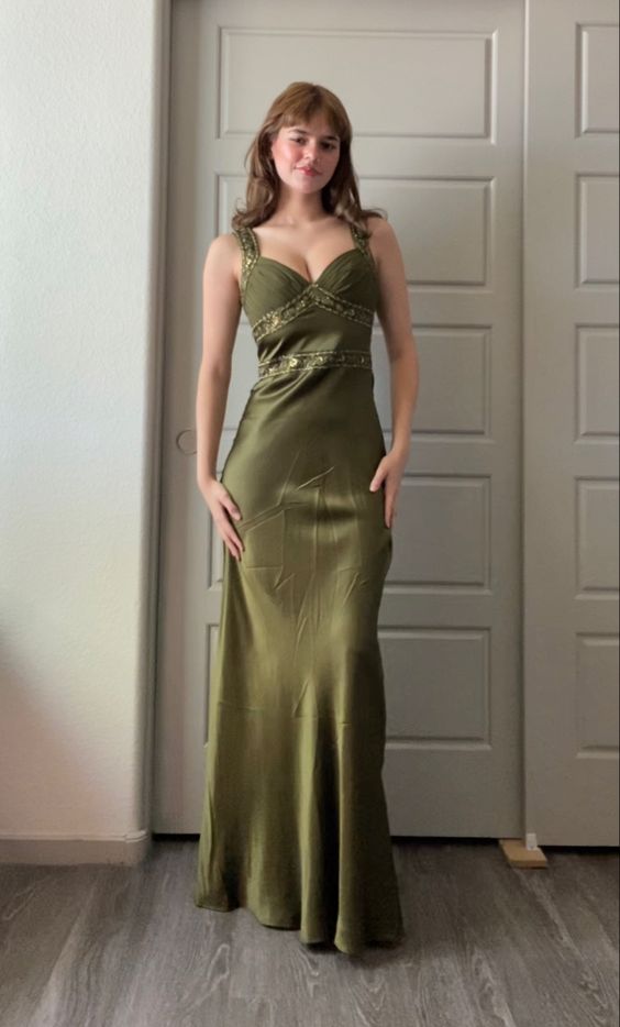 Elegant Sheath Olive Green Prom Dresses Long Formal Dress P1115 PreppyDress