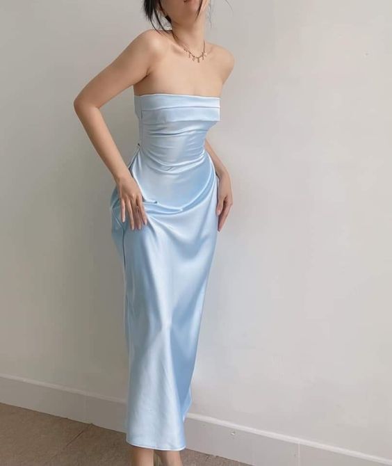 Sky Blue Silk Dress