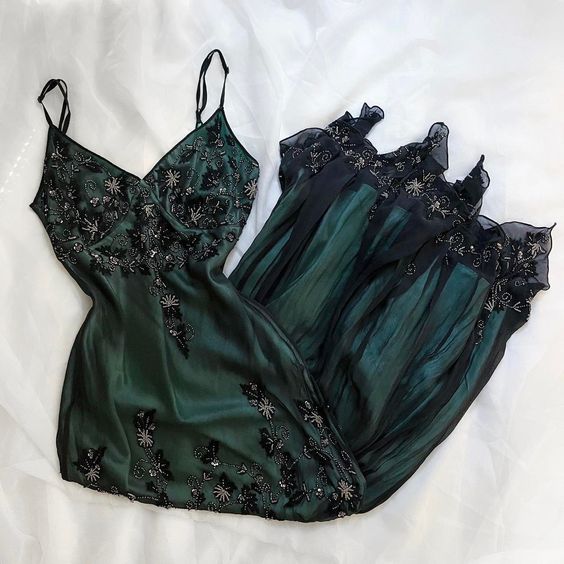 Dark Green A-line Tulle Lace Spaghetti Straps Prom Dresses, Party Dresses,  MP662