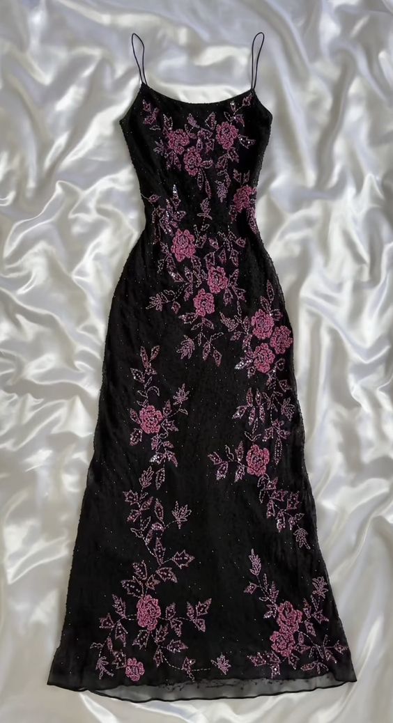 Vintage A line Straps Black Lace Prom Dresses 22th Birthday Outfit P1975