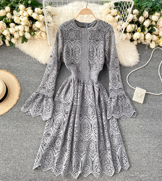 A Line Lace Long Sleeve Dress Fashion Dress P334