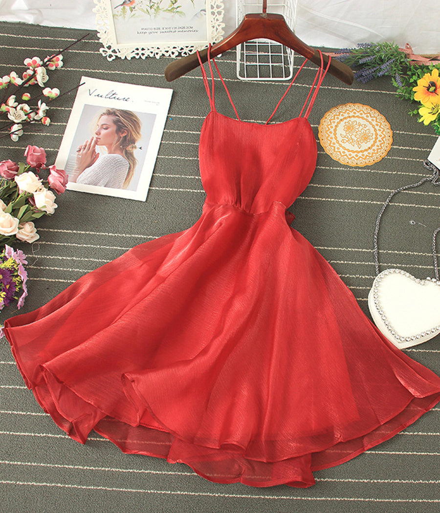 Cute Tulle Backless Short Dress Mini Dress P343