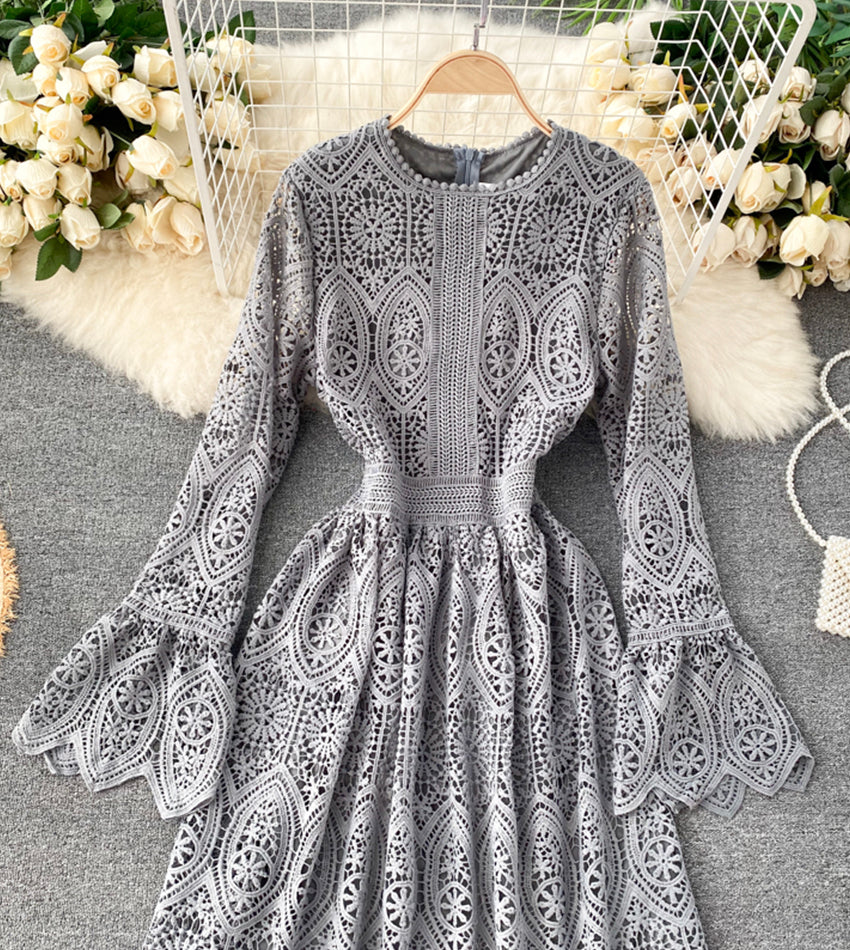 A Line Lace Long Sleeve Dress Fashion Dress P334