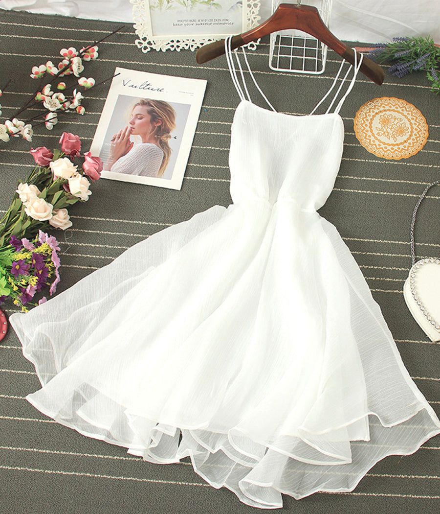 Cute Tulle Backless Short Dress Mini Dress P343