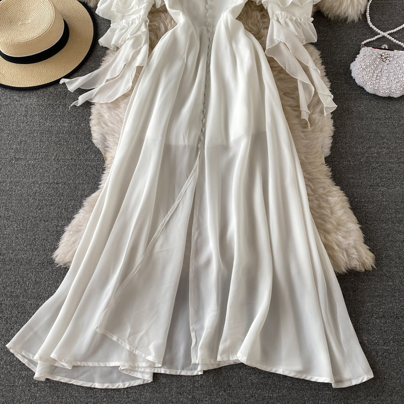 Cute Chiffon White Dress Fashion Dress P341