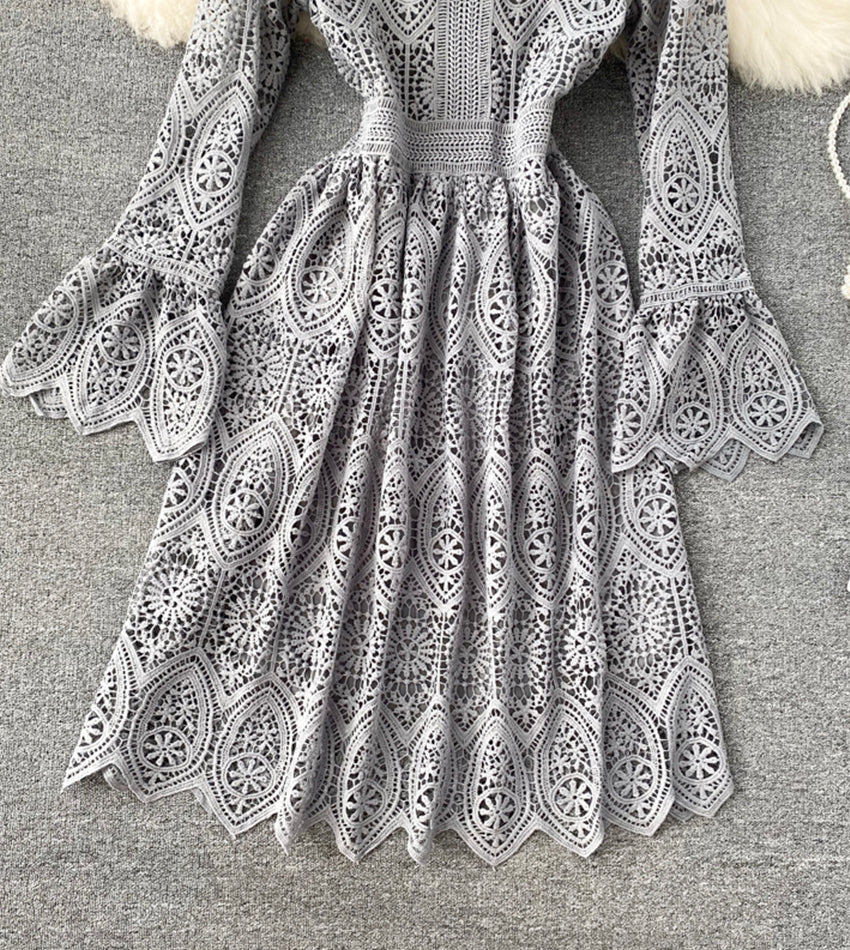 A Line Lace Long Sleeve Dress Fashion Dress P334