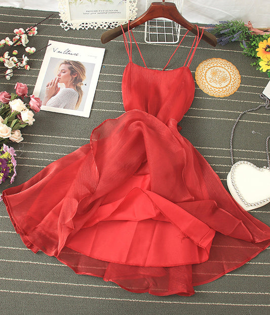 Cute Tulle Backless Short Dress Mini Dress P343