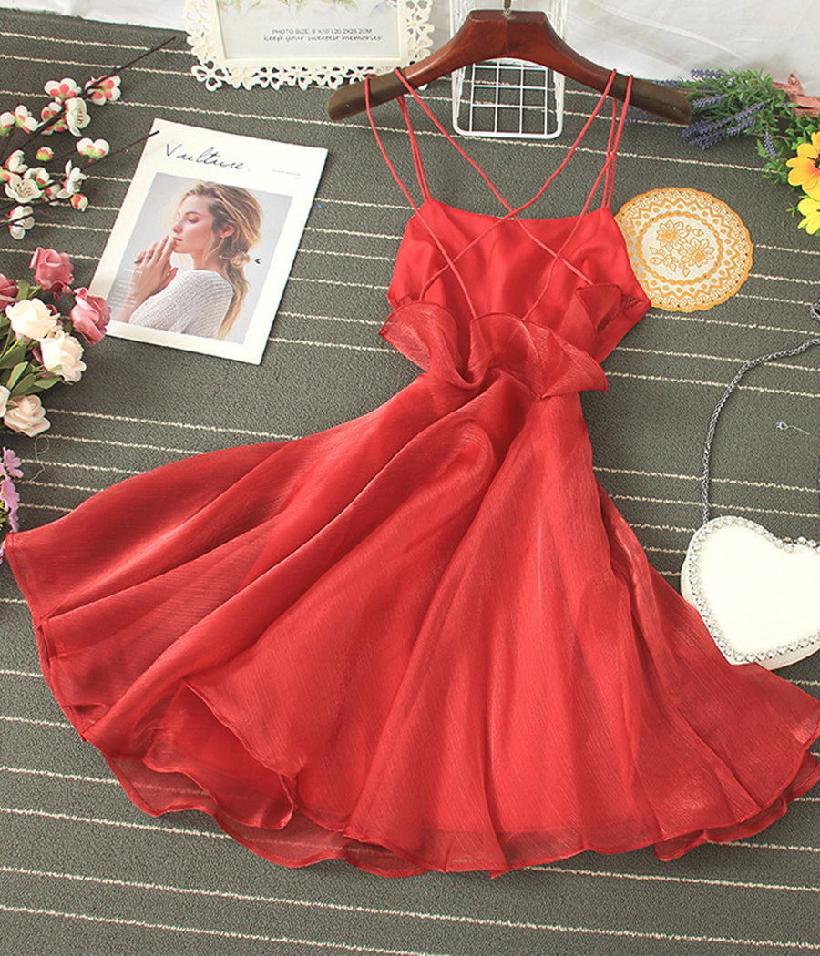 Cute Tulle Backless Short Dress Mini Dress P343