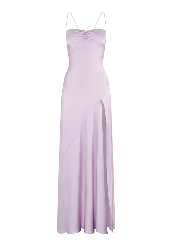 Sexy Mermaid Straps Lilac Slit Long Prom Dress P1621