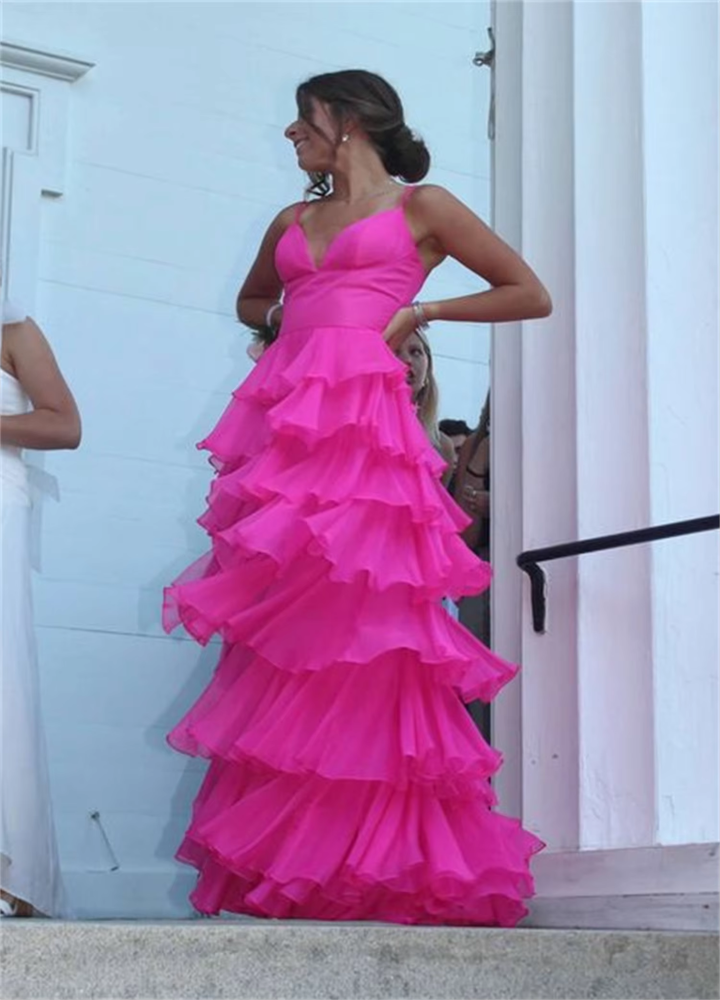 Ball Gown Hot Pink Straps Evening Party Dress Prom Dress P835