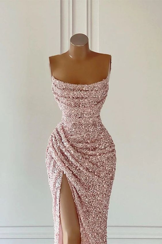 Elegant Strapless Mermaid Sequins Prom Dress Birthday Outfits P380