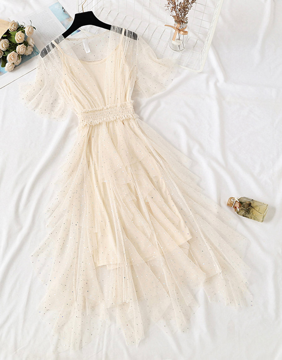 Girl Summer Dress A Line Tulle Dress With Sequins P335