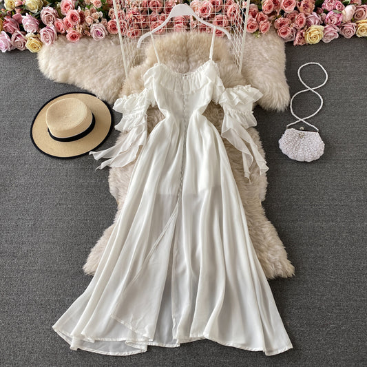 Cute Chiffon White Dress Fashion Dress P341