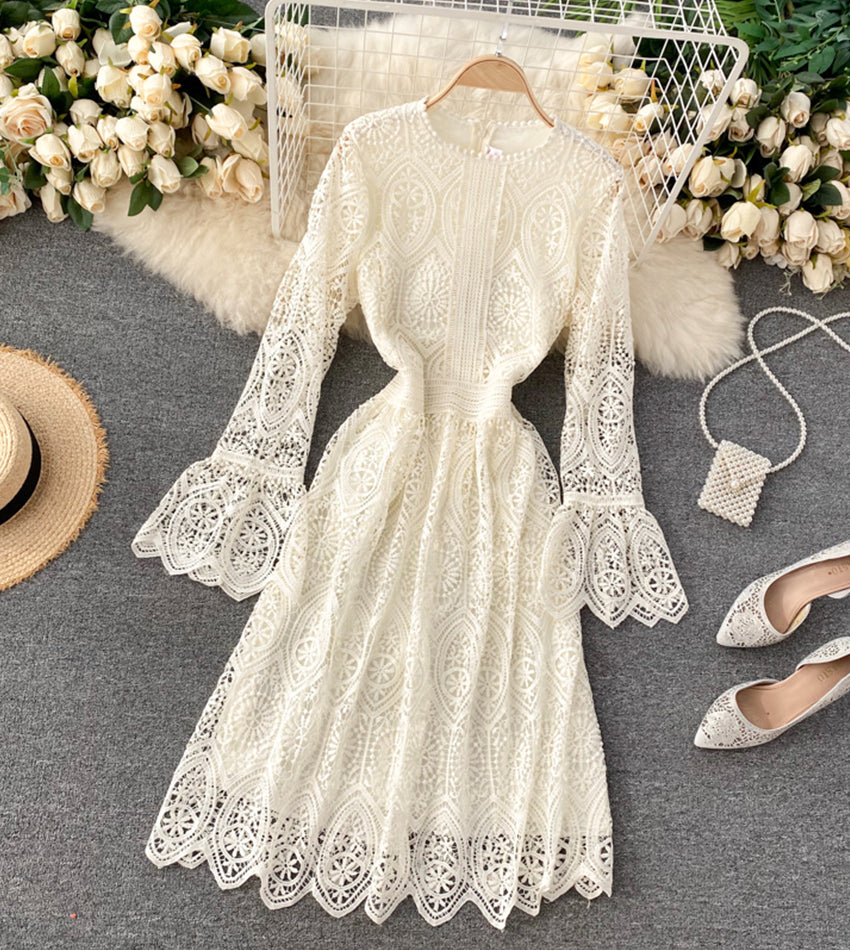 A Line Lace Long Sleeve Dress Fashion Dress P334