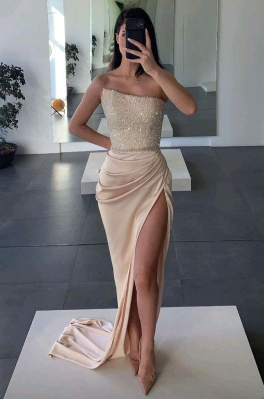 Strapless Prom Dresses Glitter Prom Dress Birthday Outfits P377