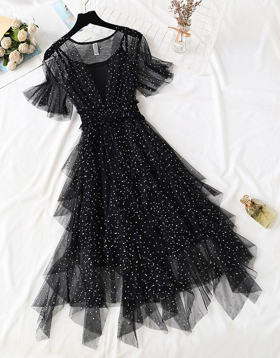 Girl Summer Dress A Line Tulle Dress With Sequins P335