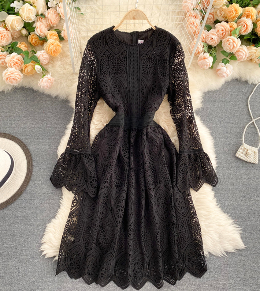 A Line Lace Long Sleeve Dress Fashion Dress P334