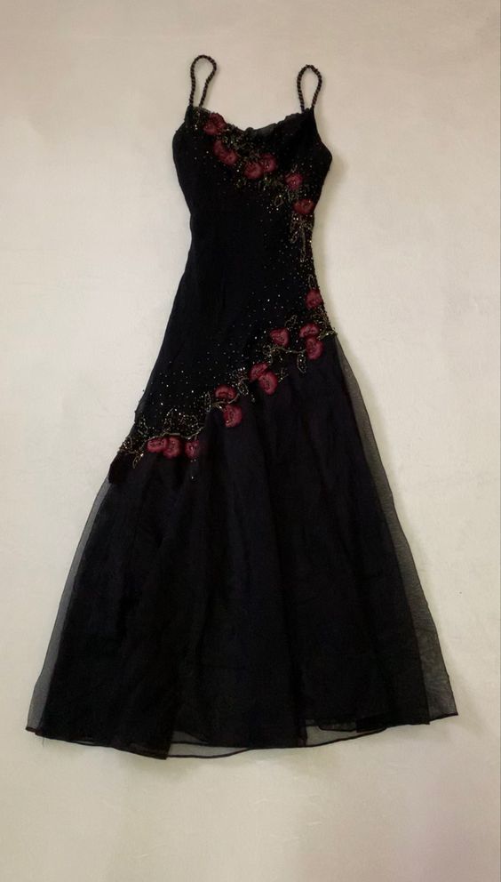 Modest Black Long Prom Dresses With Flowers 22th Birthday Outfits P437