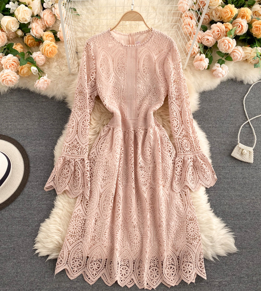 A Line Lace Long Sleeve Dress Fashion Dress P334