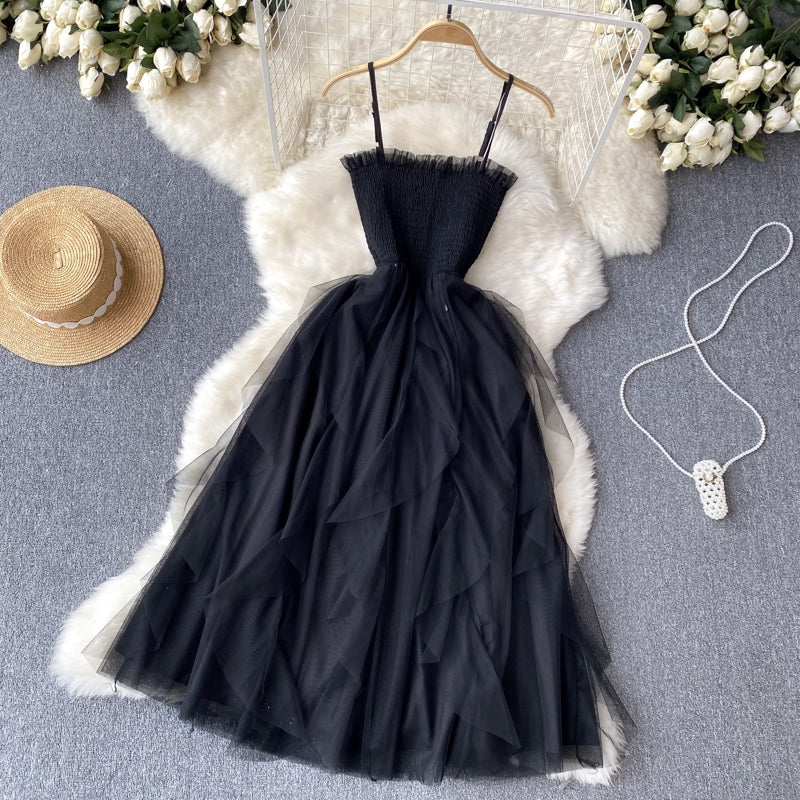 Cute A line Sleeveless Tulle Dress Beach Summer Holiday Dress P254