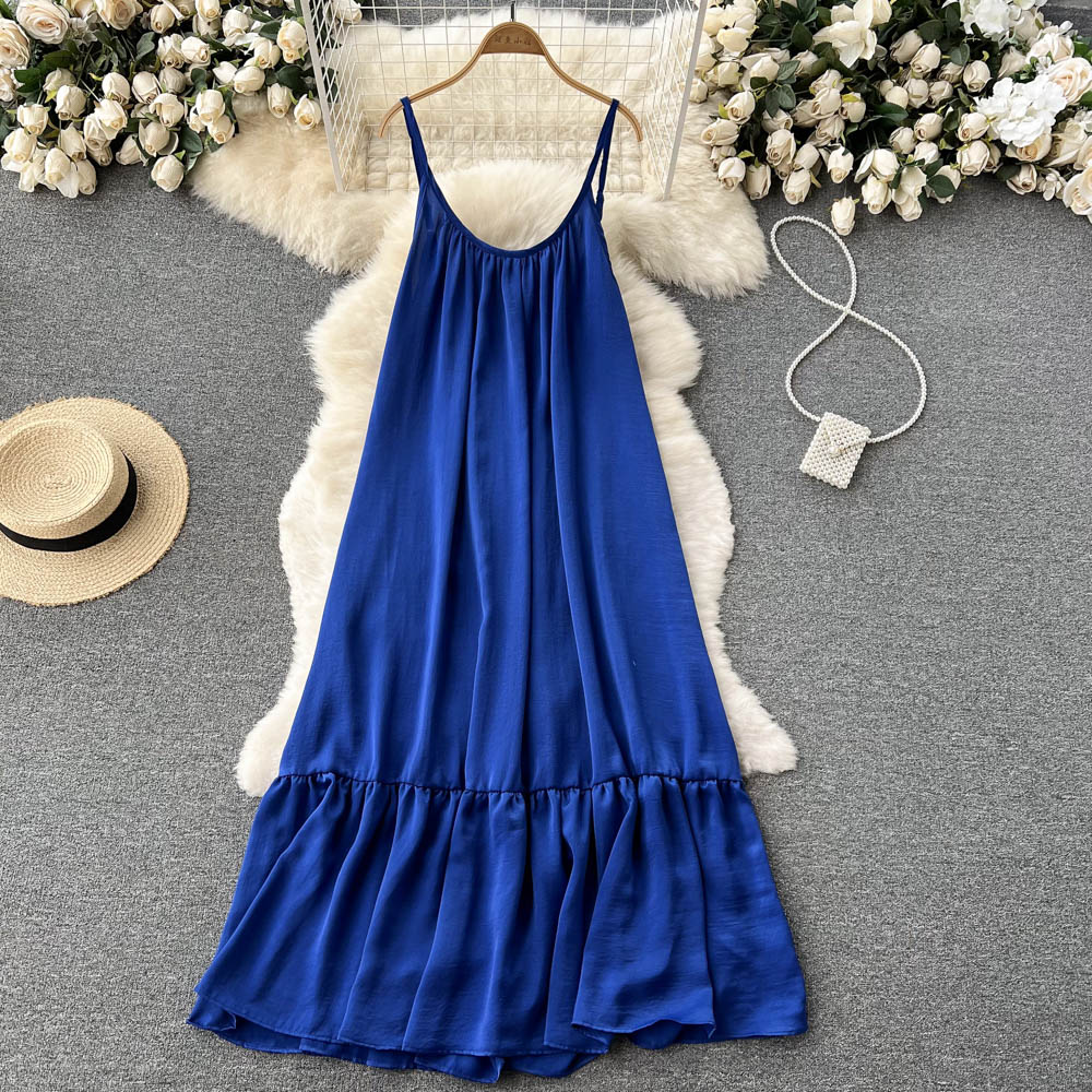 Cute A line Sleeveless Royal Blue Summer Holiday Dress P246