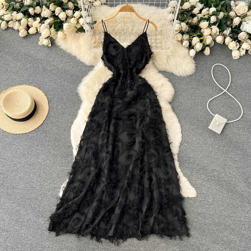 Cute A line Sleeveless Tassel Dress Beach Summer Holiday Dress P252