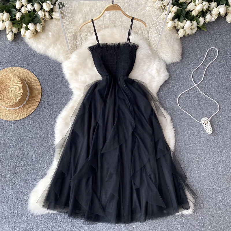 Cute A line Sleeveless Tulle Dress Beach Summer Holiday Dress P254