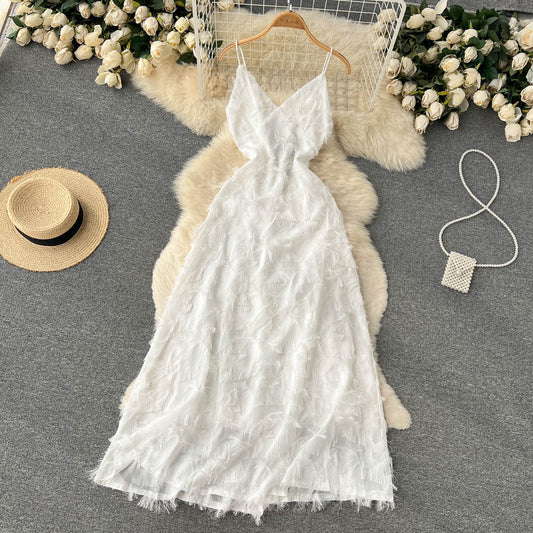 Cute A line Sleeveless Tassel Dress Beach Summer Holiday Dress P252