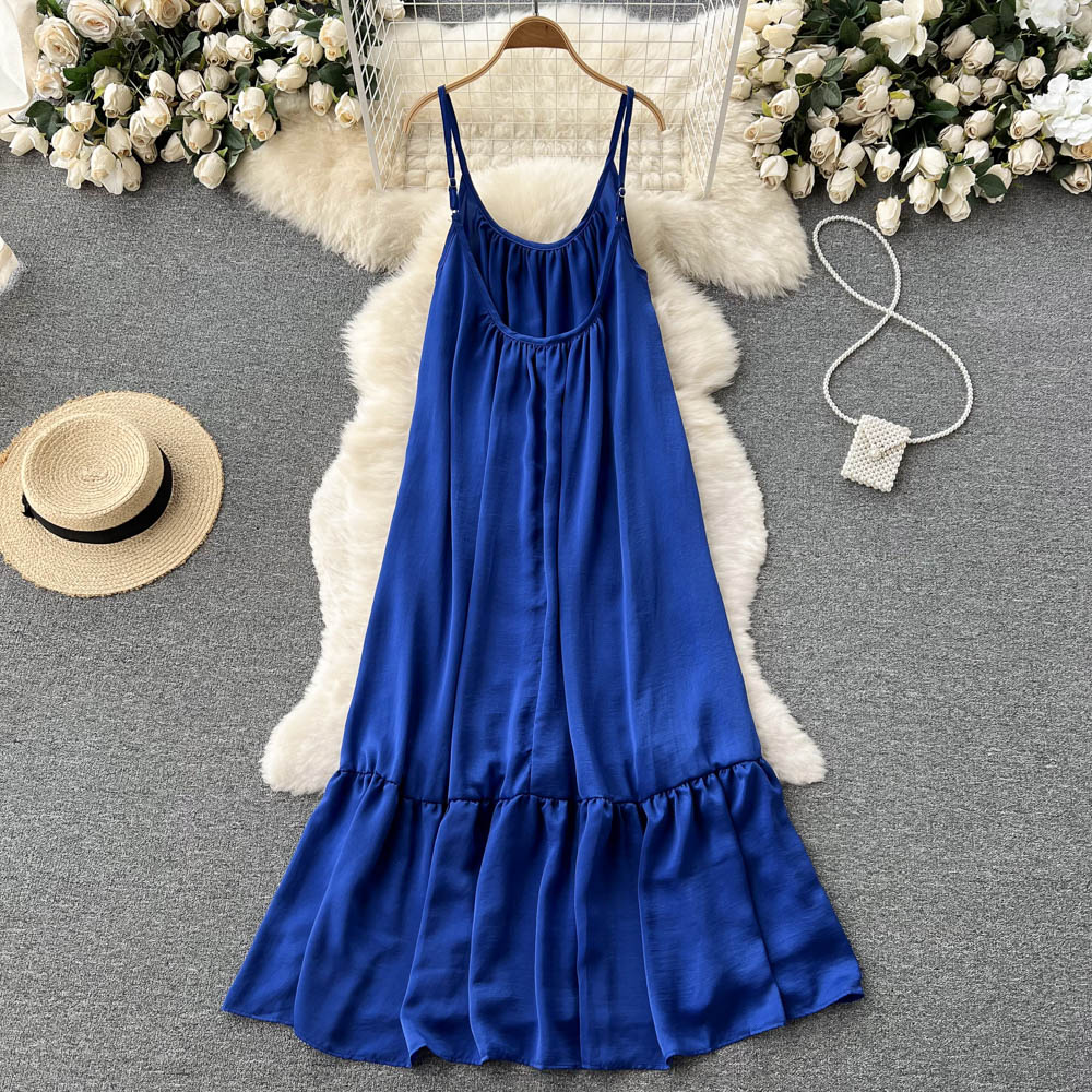 Cute A line Sleeveless Royal Blue Summer Holiday Dress P246