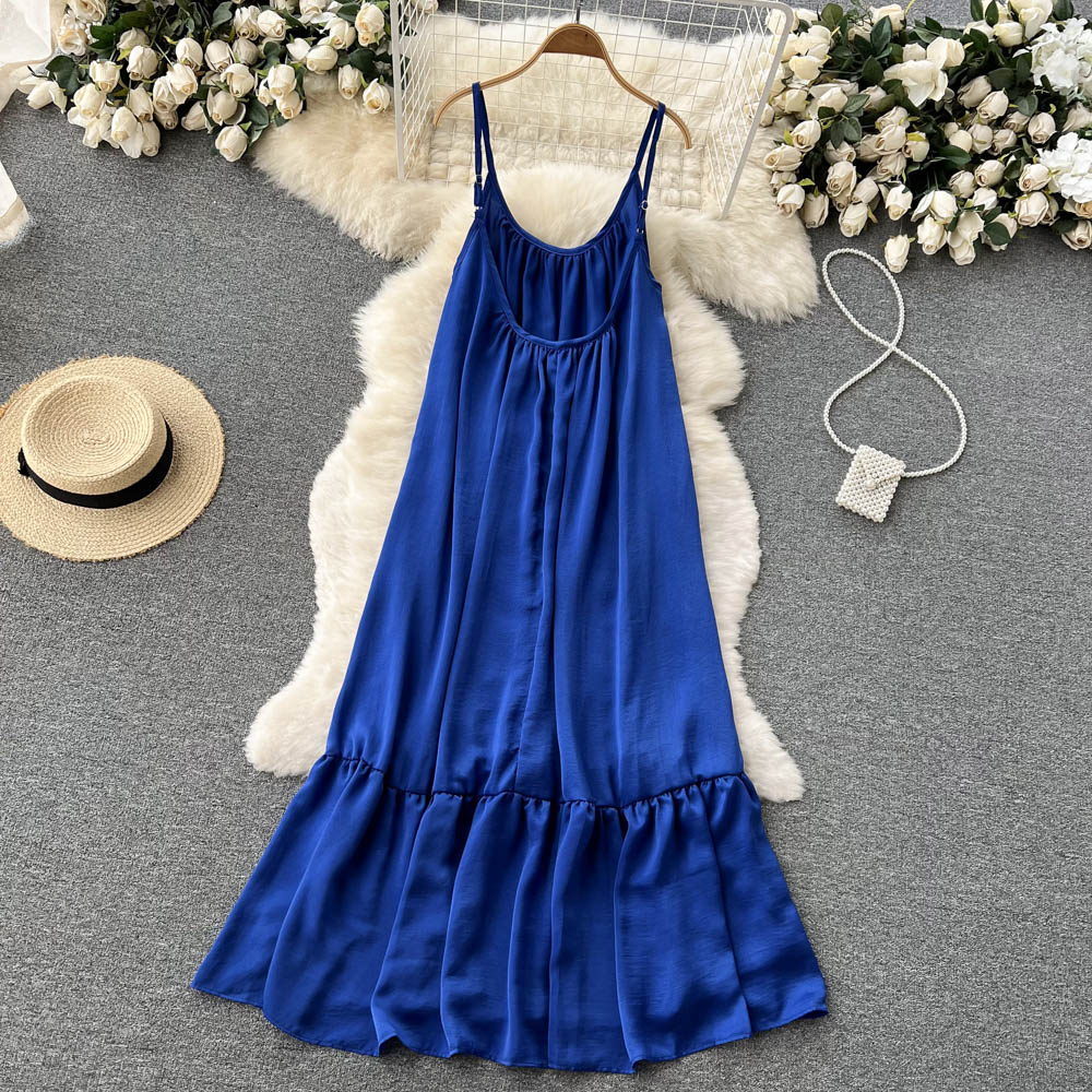 Cute A line Sleeveless Royal Blue Summer Holiday Dress P246