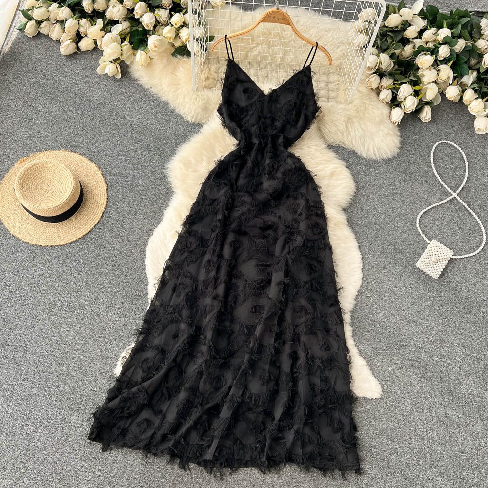 Cute A line Sleeveless Tassel Dress Beach Summer Holiday Dress P252