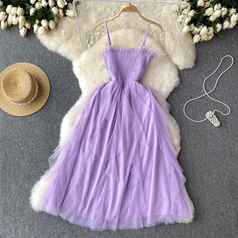 Cute A line Sleeveless Tulle Dress Beach Summer Holiday Dress P254