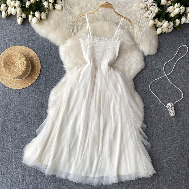 Cute A line Sleeveless Tulle Dress Beach Summer Holiday Dress P254