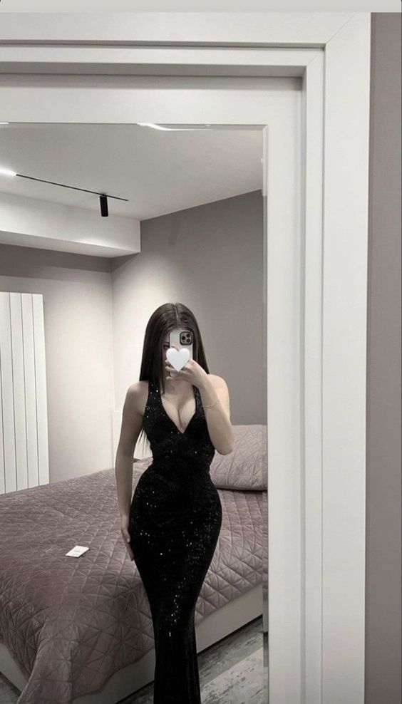 Sexy Mermaid Black Sequin Long Backless Prom Dress P1047