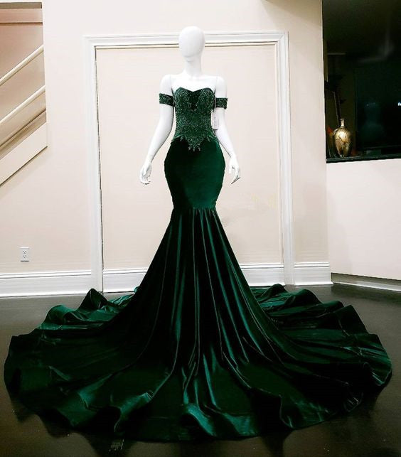 Sexy Mermaid Strapless Long Dark Green Prom Dress Evening Dresses P109 Preppydress 