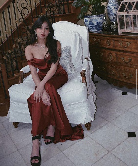 Sexy Mermaid Off The Shoulder Long Burgundy Prom Dresses P1255