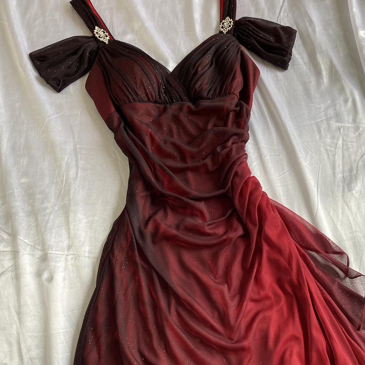 Beautiful A line Straps Ombre Red Long Chiffon Prom Dress P1284 PreppyDress