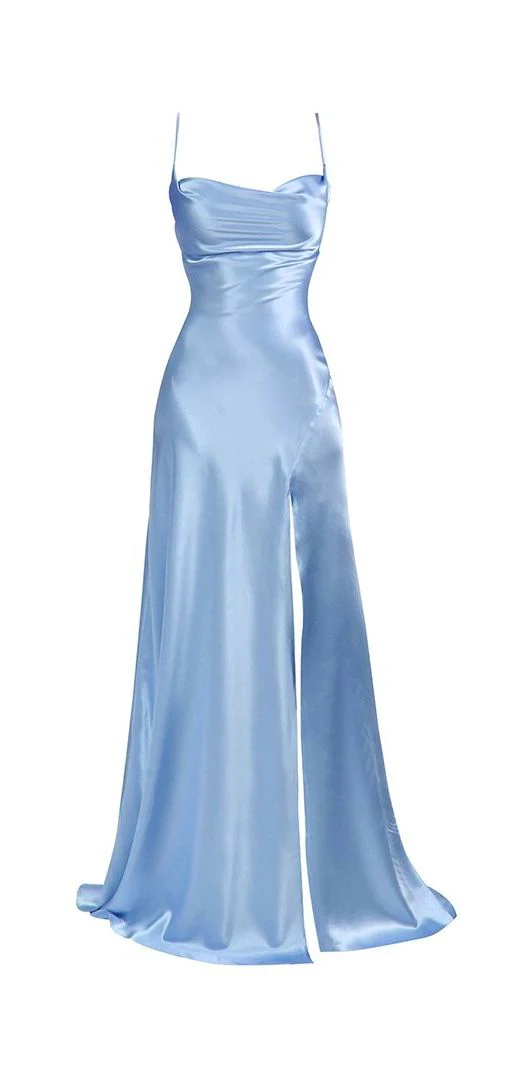 Simple Mermaid Floor Length Prom Dress With Slit 22th Birthday Outfit P1387