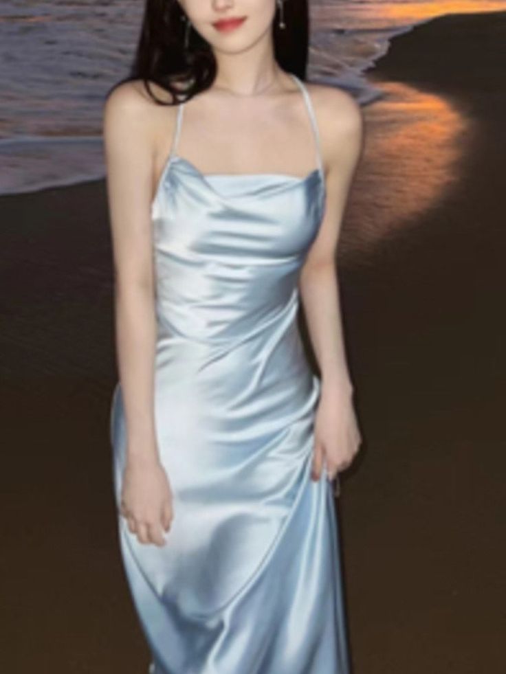 Modest A Line Strapless Light Sky Blue Backless Prom Dress P1436