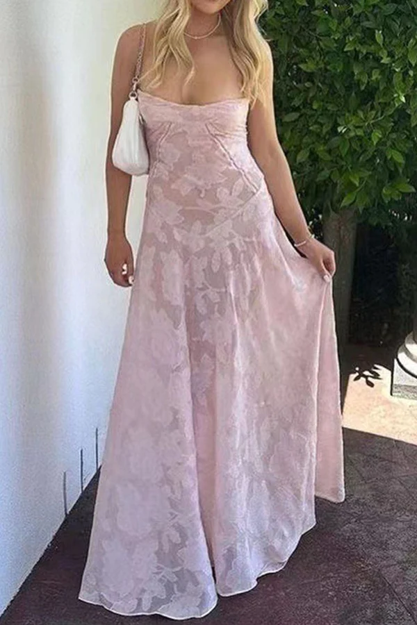 Sexy Mermaid Spaghetti Straps Sleeveless Pink Lace Prom Dress P1491