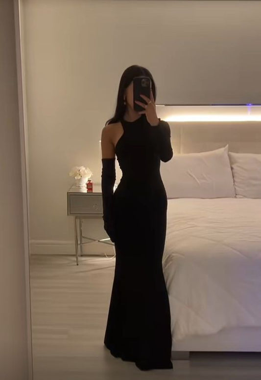 Sexy Mermaid Black Party Dress Long Prom Dress P840