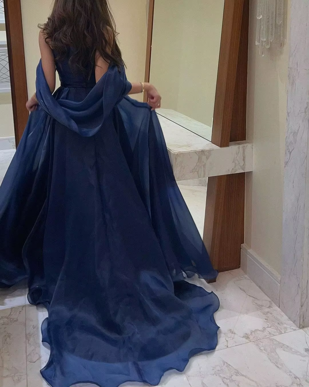 A line Strapless Royal Blue Long Prom Dress With Straps P1516