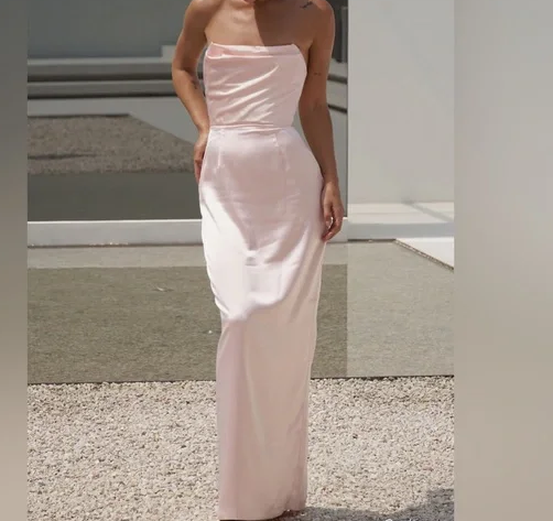 Sexy Sheath Sweetheart Satin Pink Long Prom Dress P1616