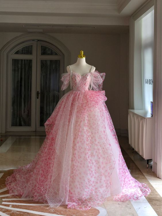 Ball Gown Strapless Tulle Pink Sweet 16 Dresses P1733