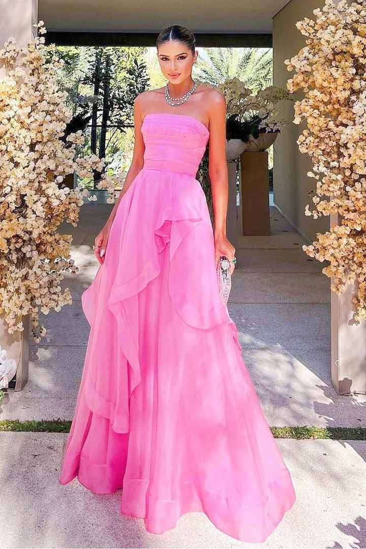 Gorgeous A line Strapless Pink Long Prom Dress P1882