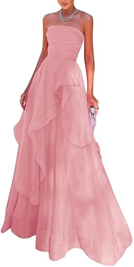 Gorgeous A line Strapless Pink Long Prom Dress P1882