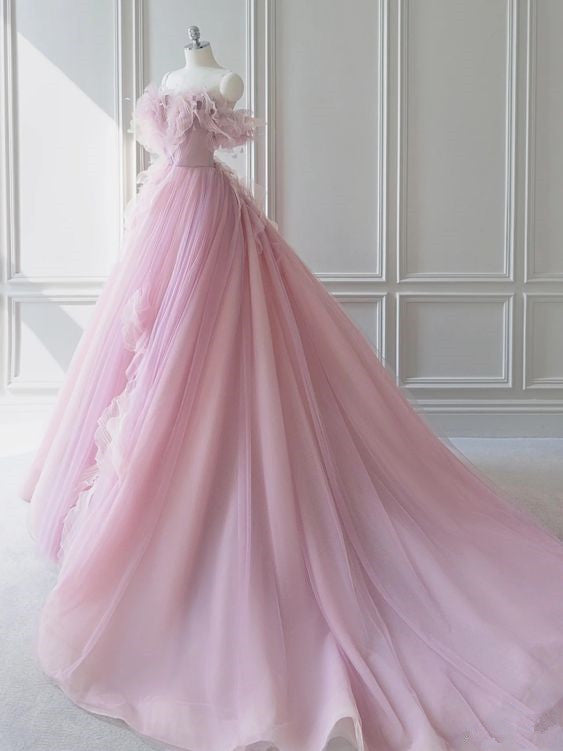 Fairy Ball Gown Off The Shoulder Tulle Prom Dresses Long Party