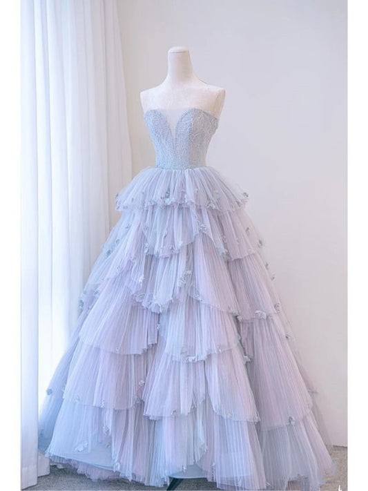 Fairy Ball Gown Sweethart Long Light Sky Blue Prom Dresses 22th Birthday Outfit P1966