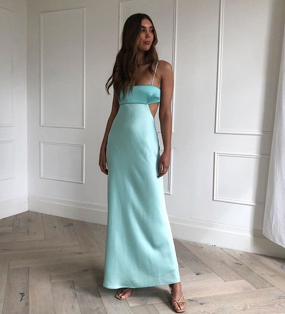 Sexy Sheath Straps Mint Green Prom Dresses Evening Dress P1993