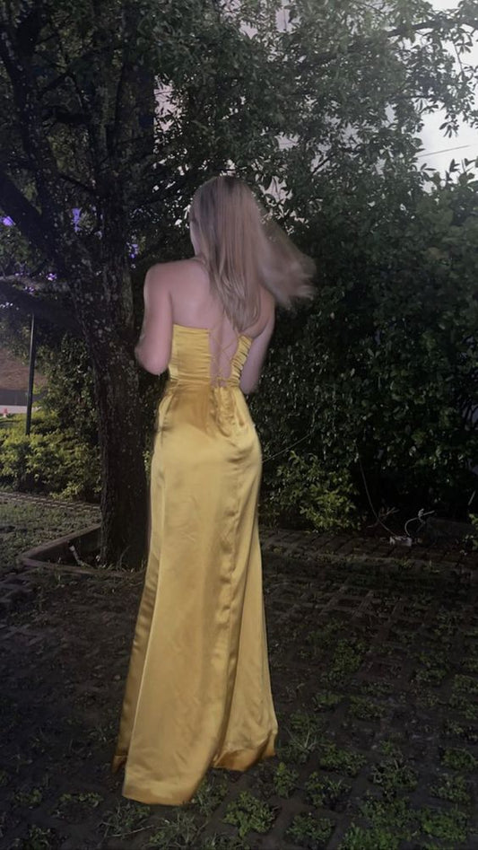 Sexy Mermaid Straps Yellow Prom Dresses 22th Birthday Outfit P2018